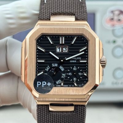 PP+Factory Super 1-1 Patek Philippe CUBITUS Grand Date Rose Gold Black Dial Watch 